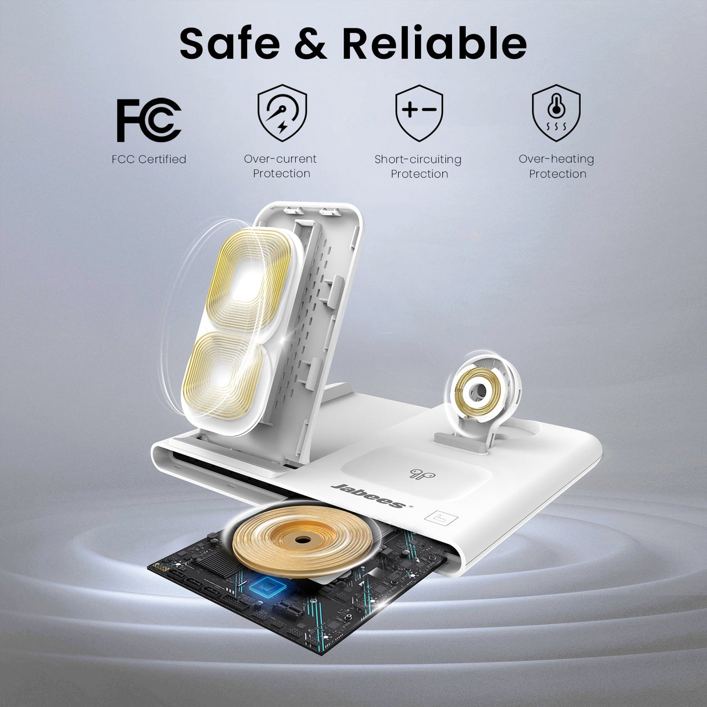 PowerGlow - Jabees PowerGlow 4-In-1 Foldable Wireless Charging Station with LED Night Light-2